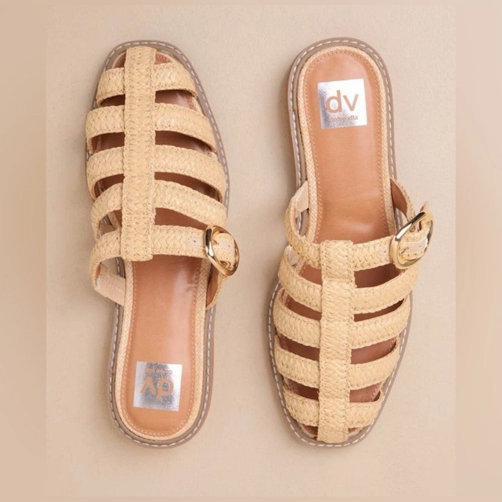 Dolce Vita DV Fyona Mule Sandals Raffia Slingback Straps Buckle Size 7.5 - Picture 7 of 8